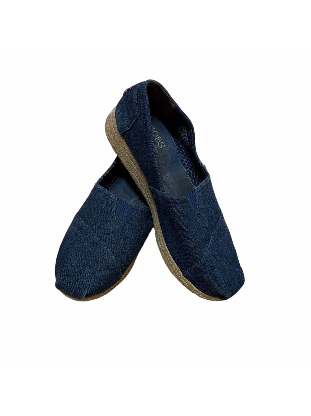 BOBS from Skechers Blue and Tan Espadrilles Slip-On Comfort. Denim
